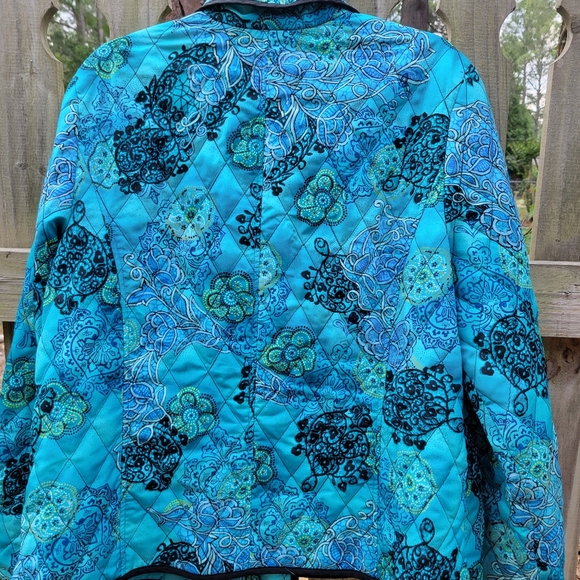 Kim Rodgers Signature Blue and Black Boho Print Quilted Jacket, Sz XL - Picture 4 of 4